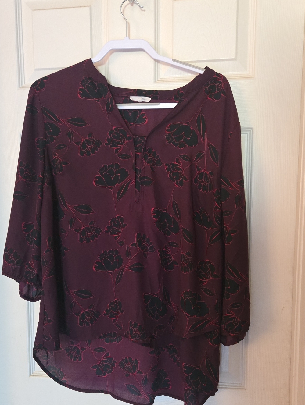 Maurices Burgundy Floral Tunic Top